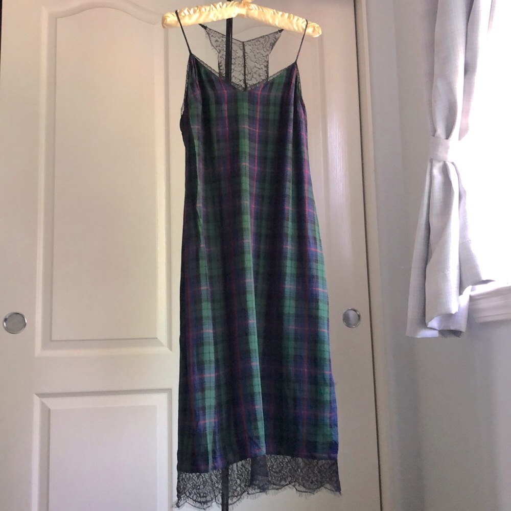 Zara cotton/lace plaid dress NWOT size S